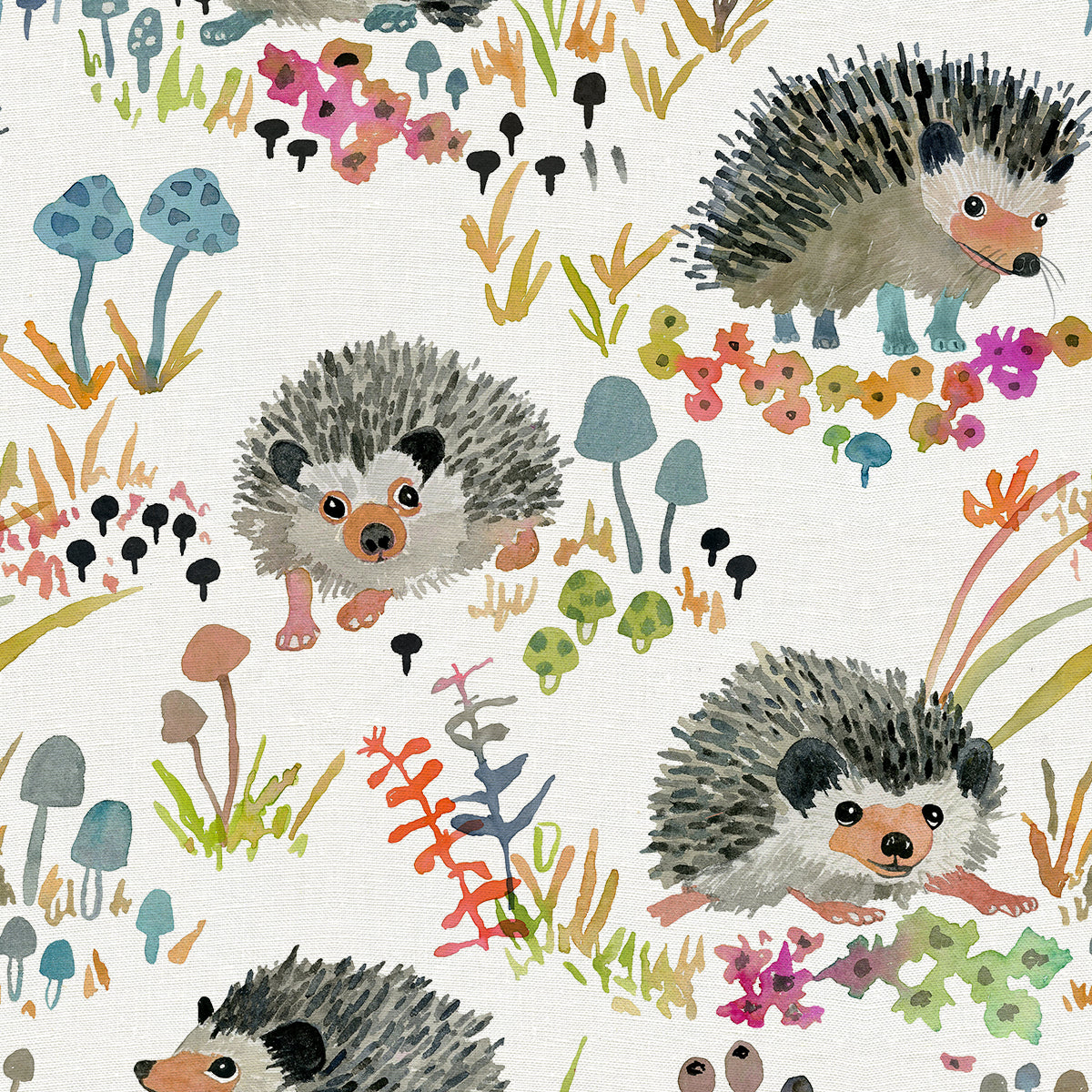Fabric- Hedgehogs in White