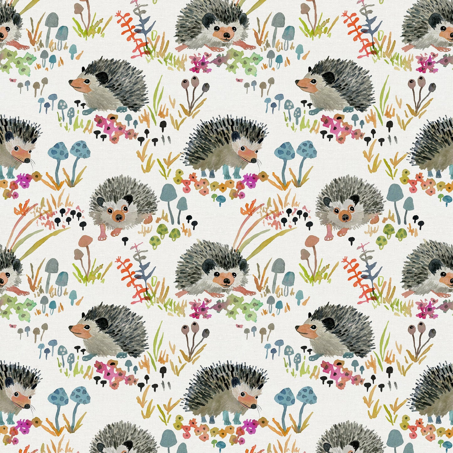 Fabric- Hedgehogs in White