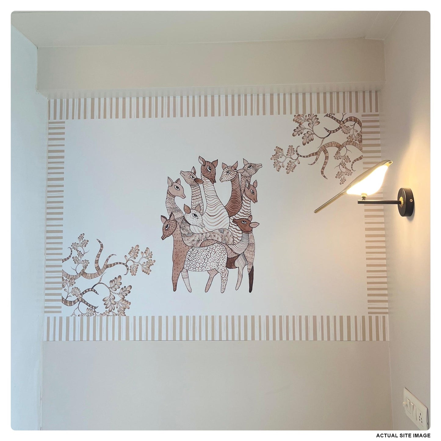 Whispering Herd: Deers Gond Art Wallpaper Mural
