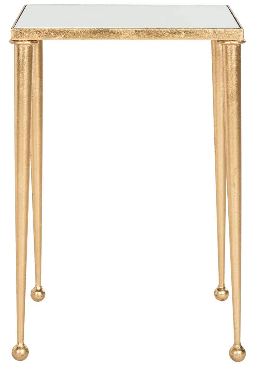 Hudson Antique Gold Leaf End Table with Mirror Top