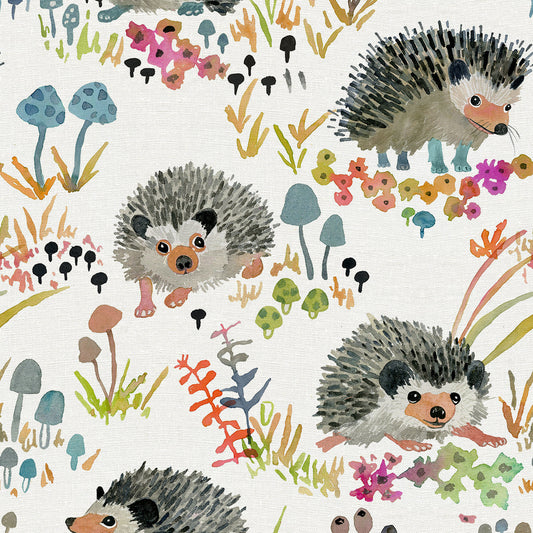 Fabric- Hedgehogs in White