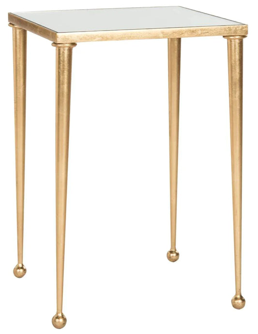 Hudson Antique Gold Leaf End Table with Mirror Top